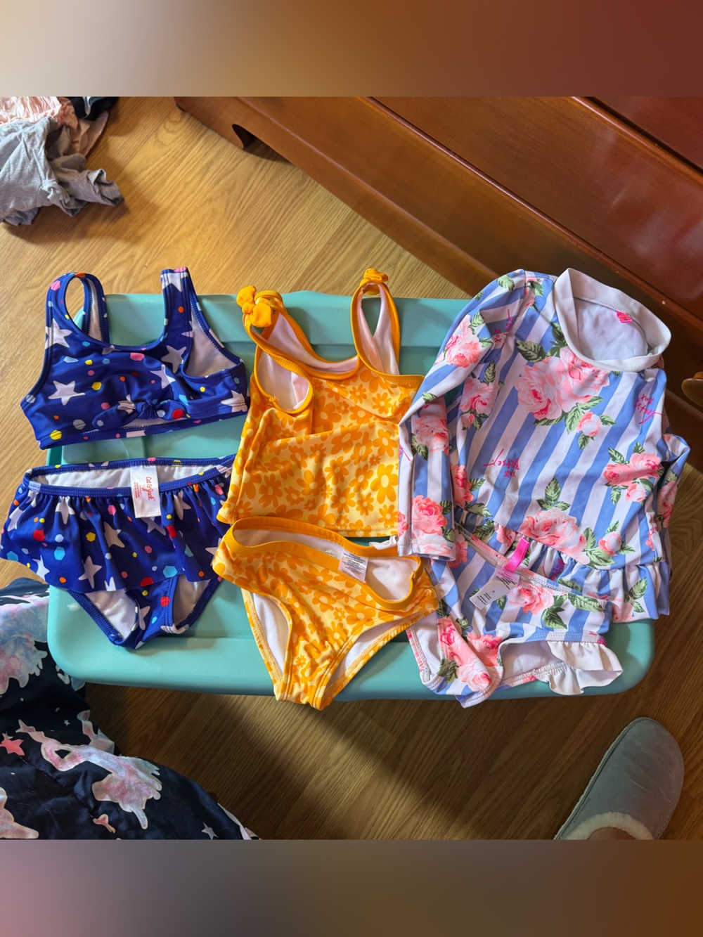 Girls 3-Pack Swimwear Set - Stars, Floral & Yellow Daisy